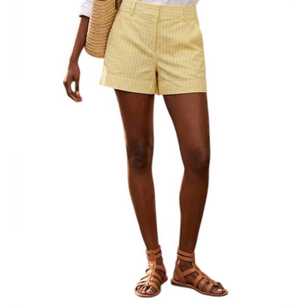 NEW DREW pinstripe tailored shorts in yellow
